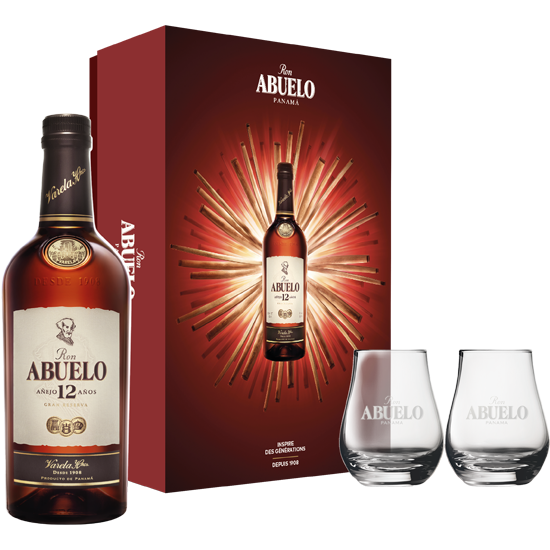 ABUELO 12 ans coffret 2 verres 40% 70cl