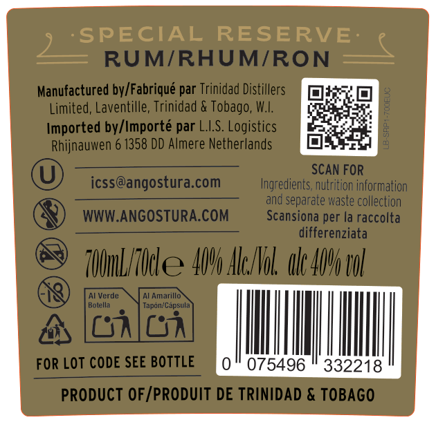 ANGOSTURA Special Reserve 15 ans 1787