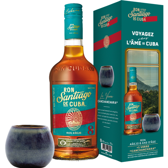 SANTIAGO DE CUBA 8 ANS COFFRET 1 VERRE