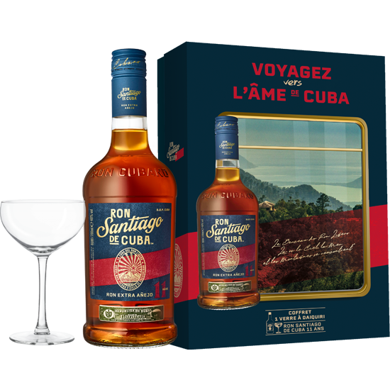 SANTIAGO DE CUBA 11 ANS COFFRET 1 VERRE